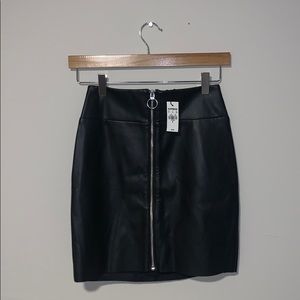 Express High Waisted Zip Front Faux Leather Skirt
